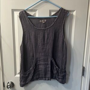 Flax Dark Gray Sleeveless Linen Top